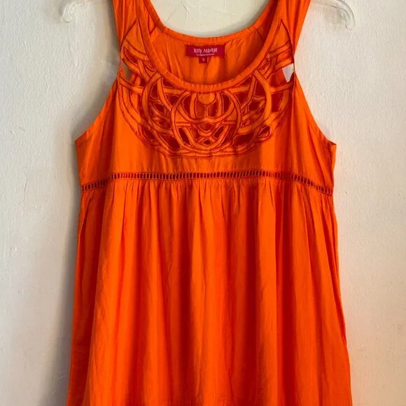Roberta Freymann Beautiful Bright Orange Summer Maxi  Dress - Picture 4 of 11